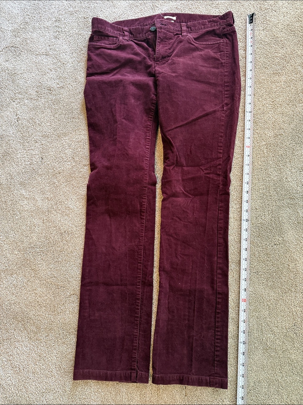 J. Crew Matchstick Corduroy Pants in Deep Burgundy